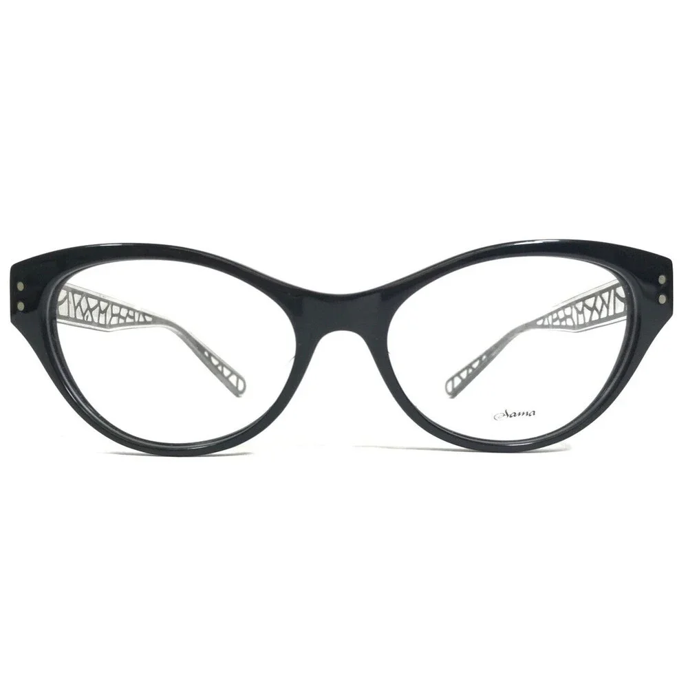 Sama Eyeglasses Frames JOSETTE ONYX Black Clear Gray Cat Eye Full Rim 53-18-135